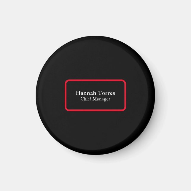 Trendy Black & Red Schlicht Creative Modern Magnet (Vorne)