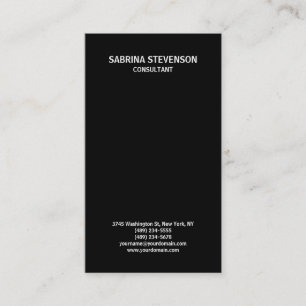 Trendy Black Schlicht Simple Minimalistisch Stylis Visitenkarte