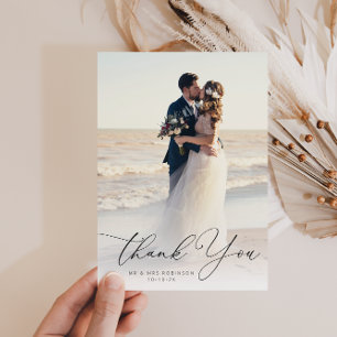 trendy Black Script Hochzeit Foto danke