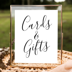 Trendy Black Script Wedding Cards and Gifts Sign Poster