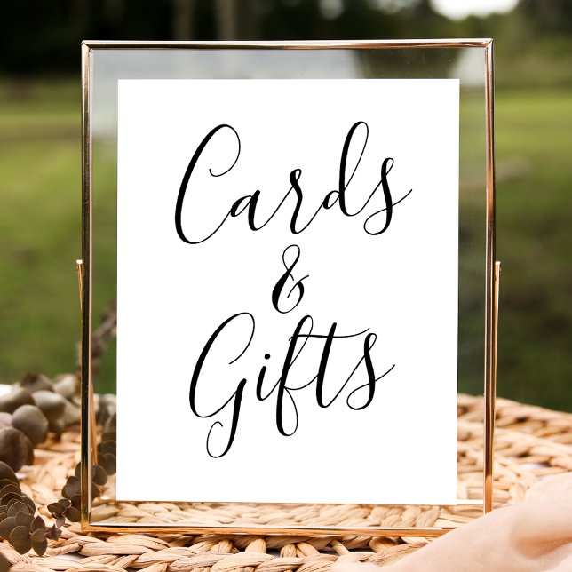 Trendy Black Script Wedding Cards and Gifts Sign Poster (Von Creator hochgeladen)