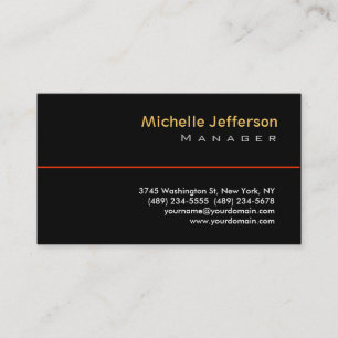 Trendy Black Stylish Manager Business Card Visitenkarte