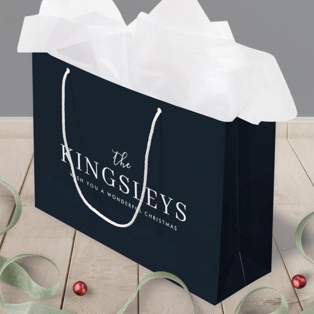 Trendy Black Stylish Modern Bold Typograhy Name Große Geschenktüte (Von Creator hochgeladen)