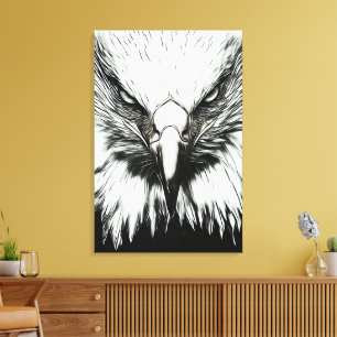 Trendy Black & White Eagle Leinwanddruck