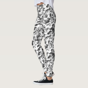 Trendy Black, White & Gray Camouflage Print Sports Leggings