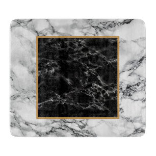 Trendy Black & White Marble Stone - Modern Schneidebrett