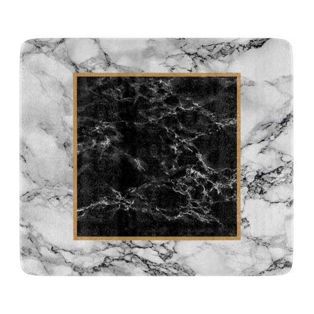 Trendy Black & White Marble Stone - Modern Schneidebrett (Vorderseite)
