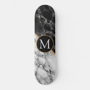 Trendy Black & White Marmor Stone - Fügen Sie Ihr Skateboard
