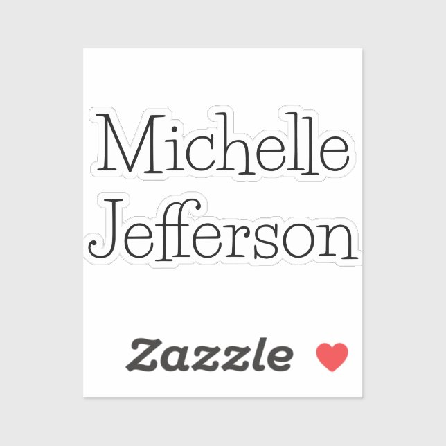 Trendy Black & White Script Name Chic Aufkleber (Blatt)