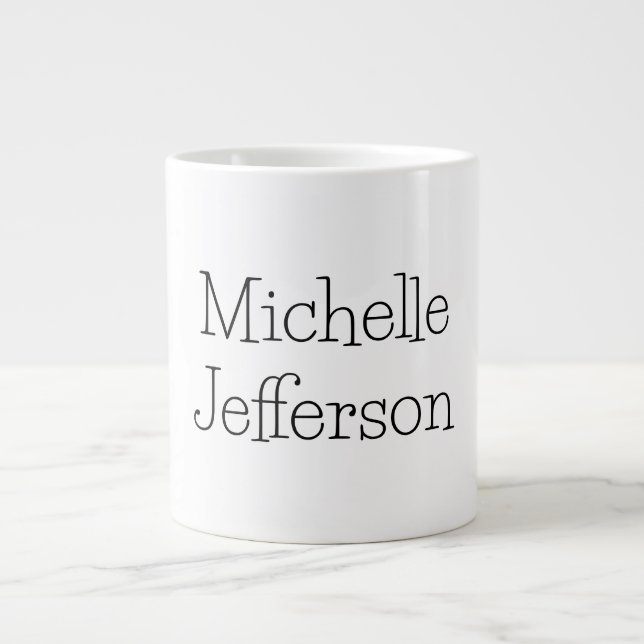 Trendy Black & White Script Name Chic Jumbo-Tasse (Vorderseite)