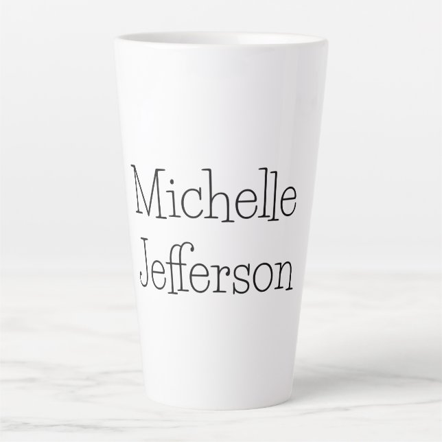 Trendy Black & White Script Name Chic Milchtasse (Vorderseite)