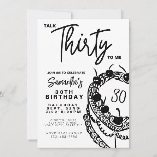 Trendy Black & White Talk 30 zu mir 30 Geburtstag Einladung