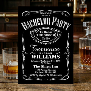 Trendy Black & White Typografy Bachelor Party Einladung