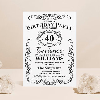 Trendy Black & White Typografy Geburtstagsparty Einladung