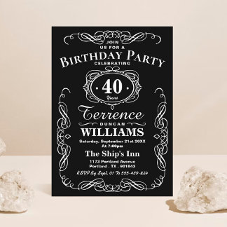 Trendy Black & White Typografy Geburtstagsparty Einladung