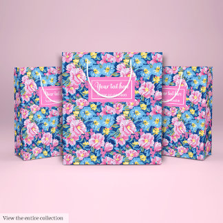 Trendy Blassrosa und Baby-Blue Geschenktasche Mittlere Geschenktüte