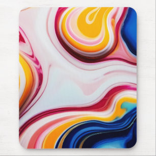 Trendy Blau Rosa, gelb-weiß Imitat Marmor Mousepad