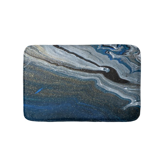 Trendy Blaues Marmormuster Badematte (Vorderseite)