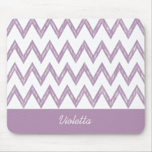 Trendy Bleistift-lila Zickzack Zickzacke mit Namen Mousepad