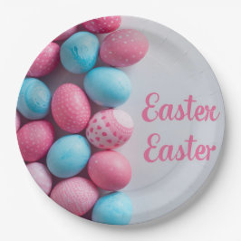 Trendy Blue and Pink Easter Eggs Pattern Paper  Pappteller