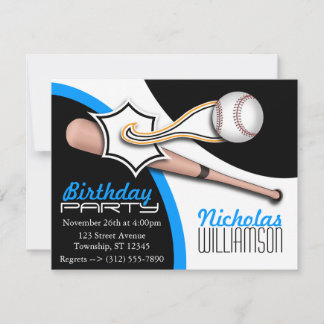 Trendy Blue Baseball Einladungen zum Geburtstag