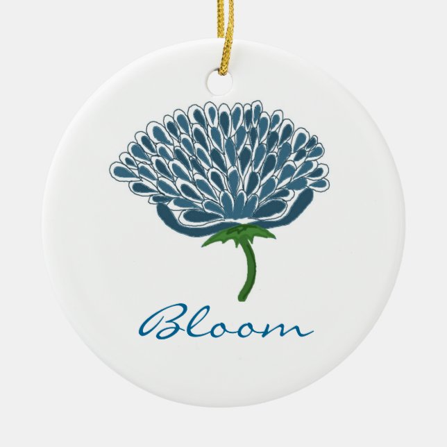 Trendy Blue Blume Keramik Ornament (Vorne)