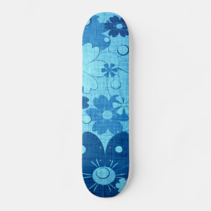 Trendy Blue Blume Vintag Skateboard