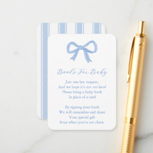 Trendy Blue Bow bringt eine Babydusche mit Büchern Begleitkarte