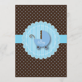 Trendy Blue & Brown Boy Baby Dusche Einladungen