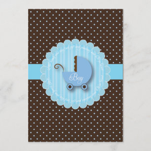Trendy Blue & Brown Boy Baby Dusche Einladungen