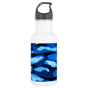 Trendy Blue Camouflage Abstraktes Muster Edelstahlflasche