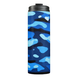 Trendy Blue Camouflage Abstraktes Muster Thermosbecher