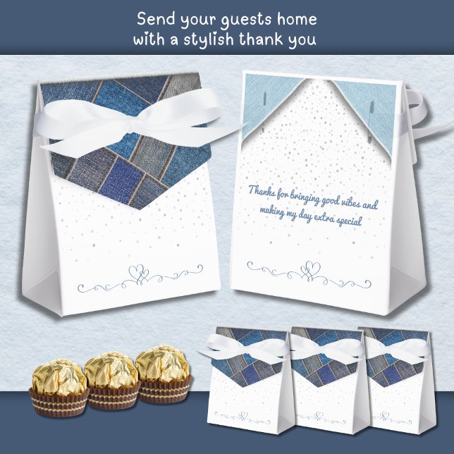 Trendy Blue Denim Birthday Party Fevor Box Geschenkschachtel (Trendy Blue Denim Birthday Party Favor Box)