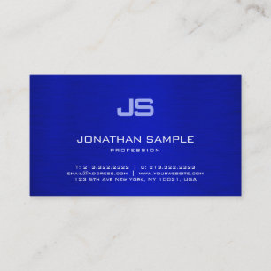 Trendy Blue Design Minimalistisch Monogram Elegant Visitenkarte