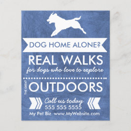 Trendy Blue Dog Silhouette Dog Walker Flyer