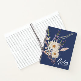 Trendy Blue Floral Classy Stilvolle Minimal Notizbuch