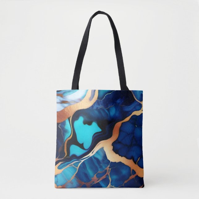 Trendy Blue Gelb Gold Imitate Marmor (Vorderseite)