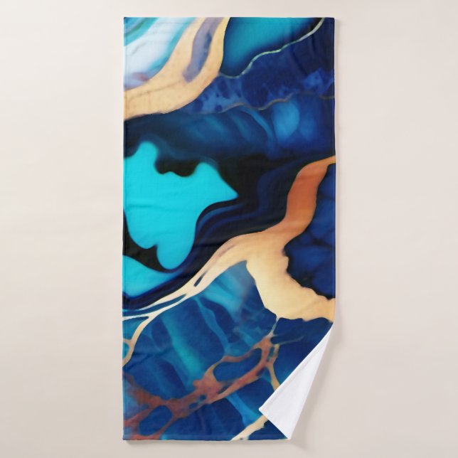 Trendy Blue Gelb Gold Imitate Marmor Badhandtuch Set (Badehandtuch)