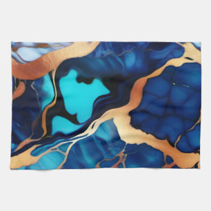 Trendy Blue Gelb Gold Imitate Marmor Geschirrtuch