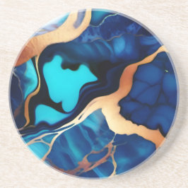 Trendy Blue Gelb Gold Imitate Marmor Getränkeuntersetzer