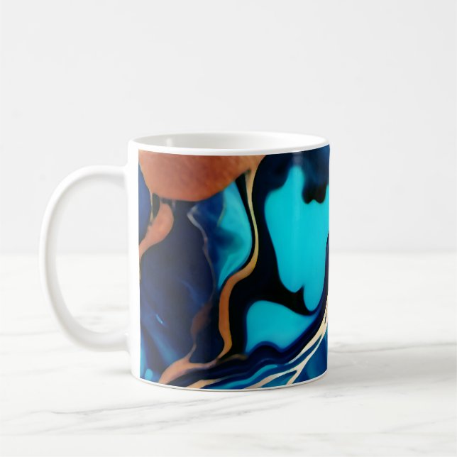 Trendy Blue Gelb Gold Imitate Marmor Kaffeetasse (Links)