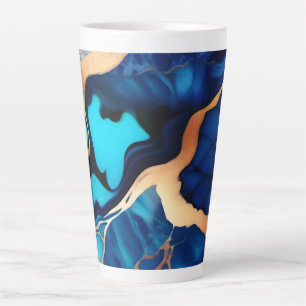 Trendy Blue Gelb Gold Imitate Marmor Milchtasse