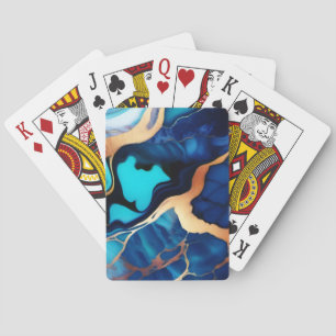 Trendy Blue Gelb Gold Imitate Marmor Spielkarten