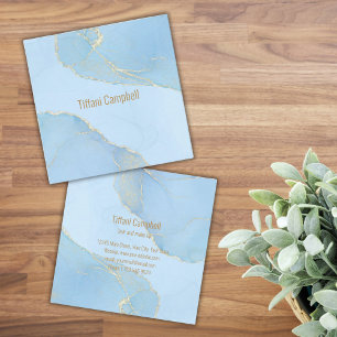 Trendy Blue Glitzer Hair und Make up Artist Busine Quadratische Visitenkarte