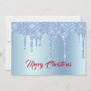 Trendy Blue Glitzer Tropfen Grafische Weihnachtsfl Feiertagskarte