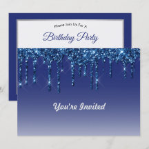 Trendy Blue Glitzer Tropfens Birthday