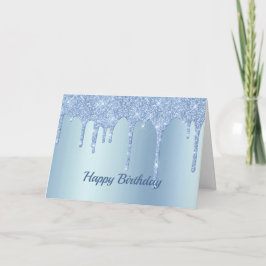 Trendy Blue Glitzer Tropfens Graphic Birthday Karte