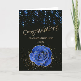 Trendy Blue Gold Rose Herzlichen Glückwunsch Absch Karte