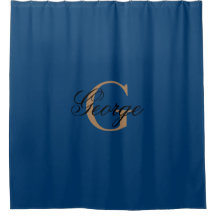 Trendy Blue Gold Stilvolle Monogram Modern