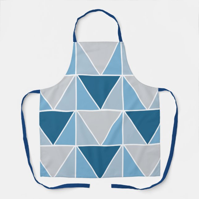 Trendy Blue Gray Geometric Triangle Schürze (Vorderseite)